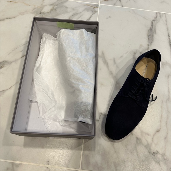 Navy Blue Suede Dress Shoes - Picture 2 of 4